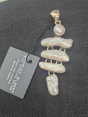 Charles Albert Fine Silver and White Pearl Necklace